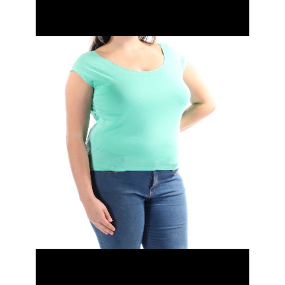 COLOR STORY Womens Green Cut Out Sleeveless Jewel Neck Top Size: L